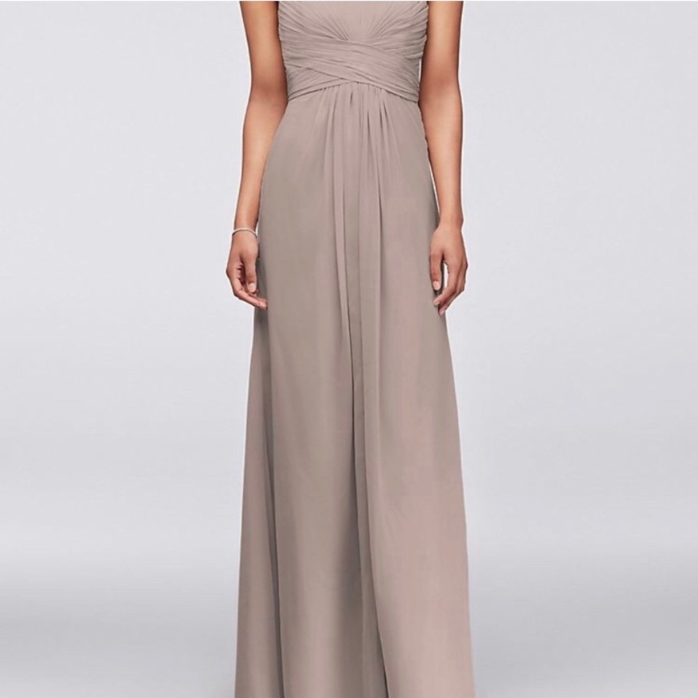 David’s Bridal Strapless Chiffon Dress with Pleated Bodice- Dry Cleaned - Picture 2 of 10